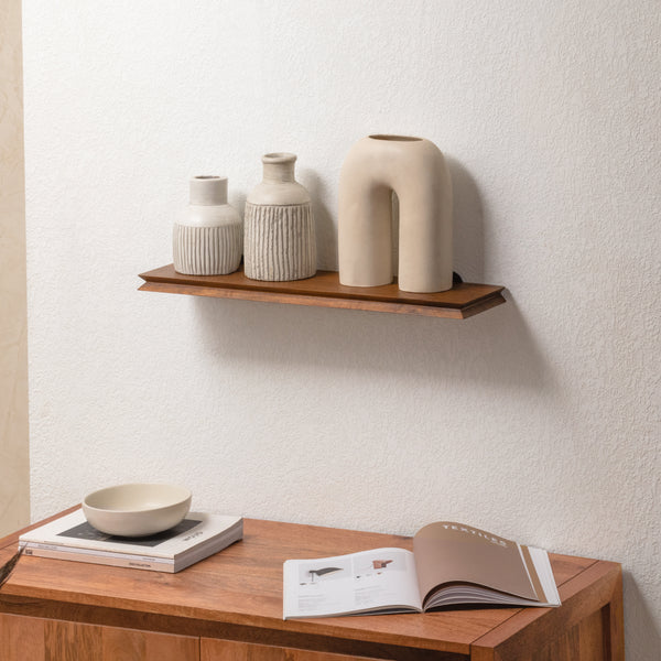 Hamish Solid Wood Wall Mounted Walnut Shelves - Small
